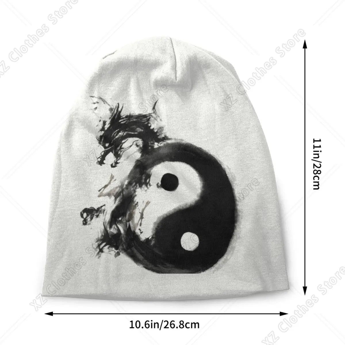 Custom Yin Yang Dragon Martial Arts Bonnet Hat Knit Hats Men Women Cool  Adult Chinese Philosophy Winter Warm  Beanies Caps