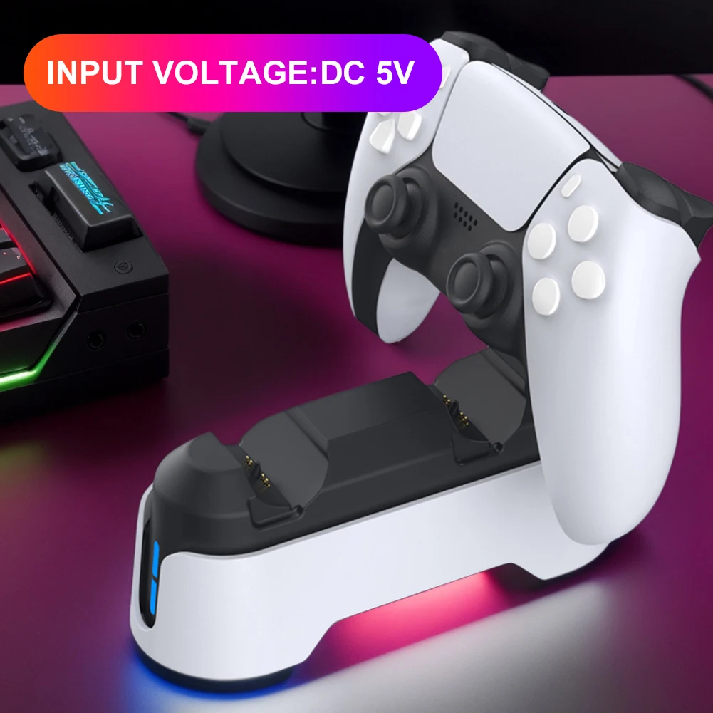 Зарядная подставка с двойным контроллером для контроллера PS5, светодиодная станция быстрого зарядного устройства, издание к 30-летию для Playstation 5, геймпад