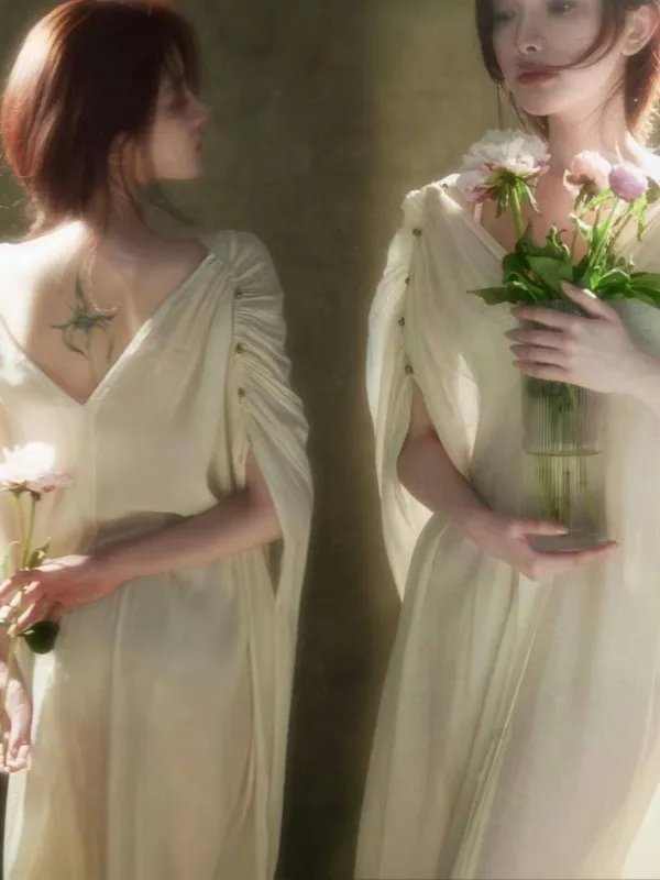 

New Simple Style Photography Studio Oil Painting Dress Atmosphere Girl Photo Art Photo Photography Costume Polyester Fiber