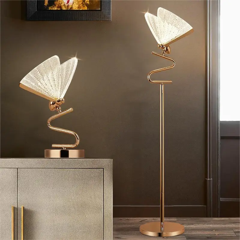 Creative Butterfly Bedroom Bedside Table Light High Translucent Dining Room Living Room Acrylic Led Table Lamp Modern Luxury