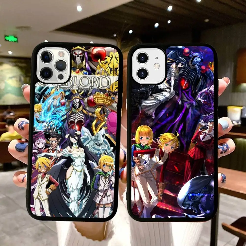 Japan Anime Overlord Handyhülle für iPhone 16 Pro Max 15 14 Plus 14 13 12 11 17 PC+TPU Hüllen Rückseite