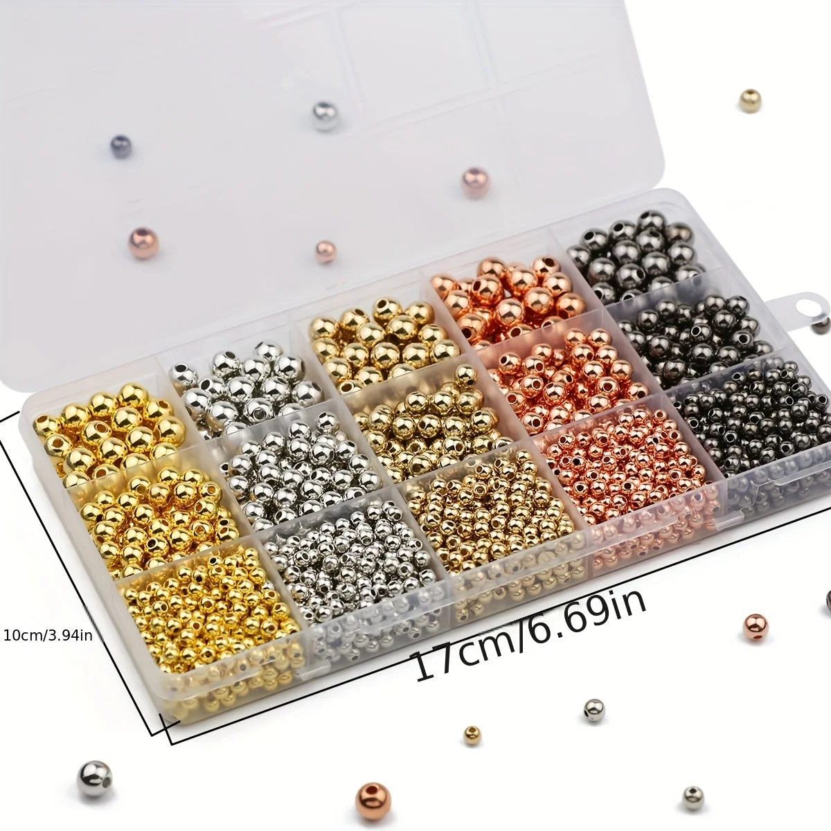 

4/6/8MM 1500Pcs Boxed CCB Gold/Silver Plated Round Spacer Loose Beads For DIY Jewelry Pendant Bracelet Necklace Accessories