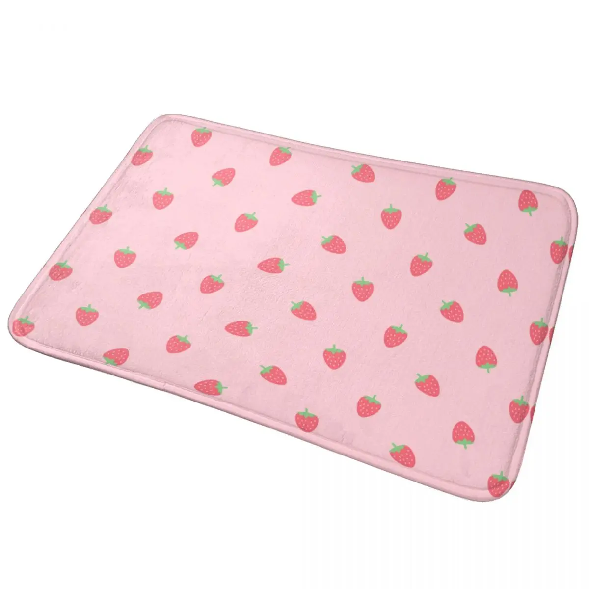 Strawberries Kawaii Cute Pastel Pink Floor Mat Kitchen Shower Door Fruit Bath Mat Quick Dry Bathroom Carpet Anti Slip Toilet Pad