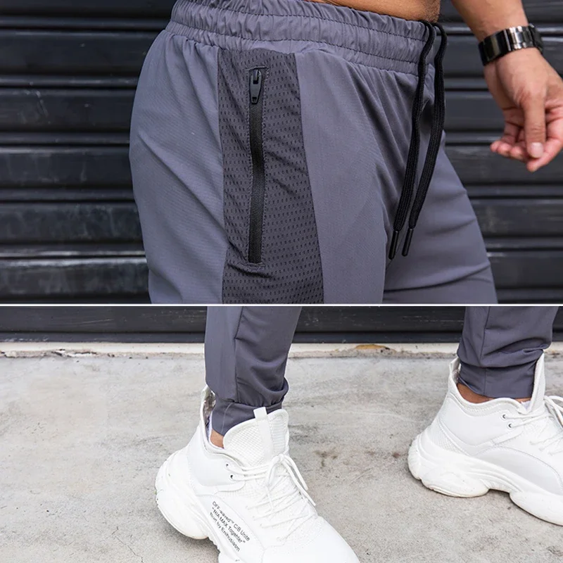 Pantalon de survêtement élastique avec poches zippées pour homme, pantalon de course décontracté, jogging d'entraînement, fitness, entraînement, sport, fjGym