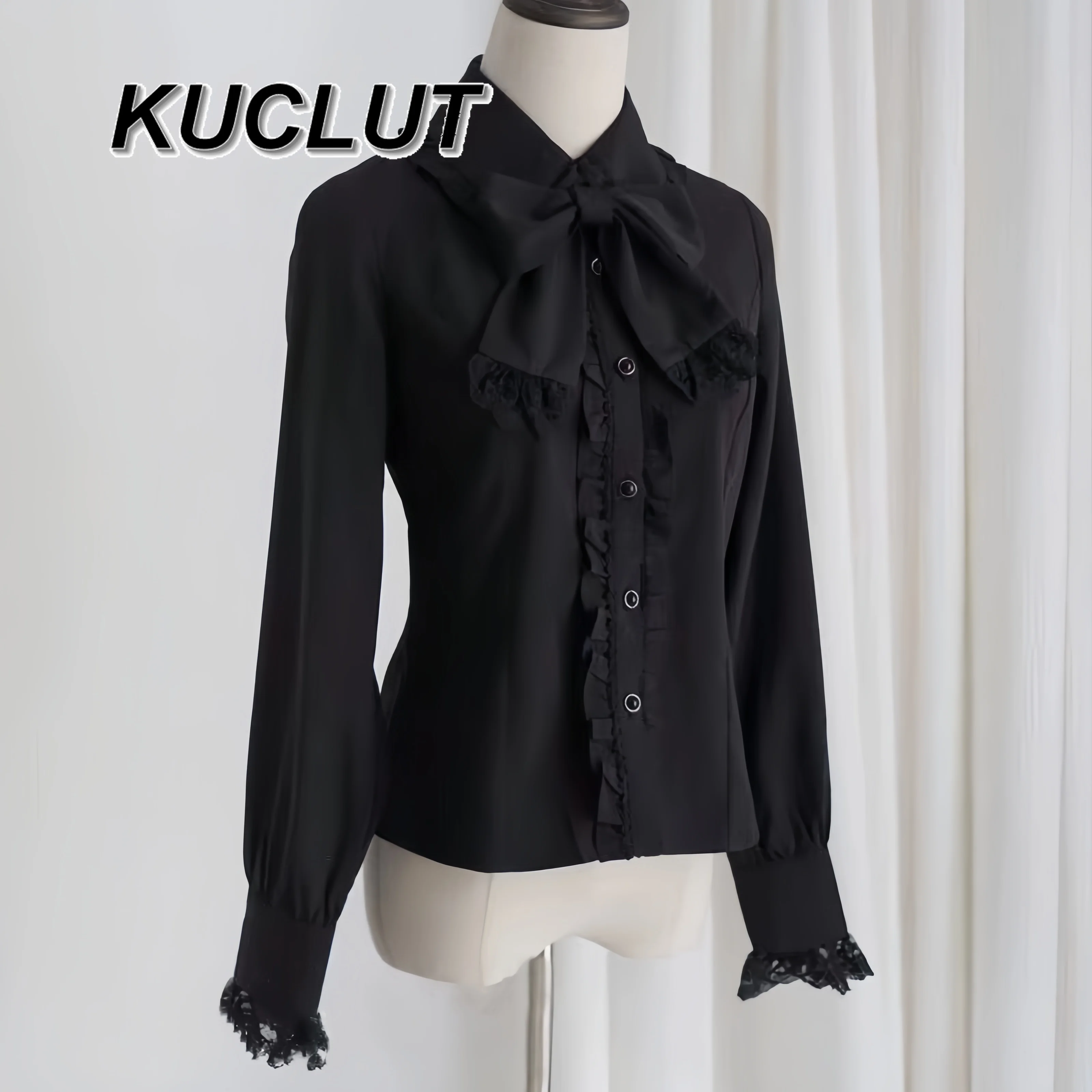 

Lolita Shirt Spring and Autumn 2025 New Doll Collar Bow Long-sleeved Shirts Solid Color Women's Casual Elegant Top Versatile