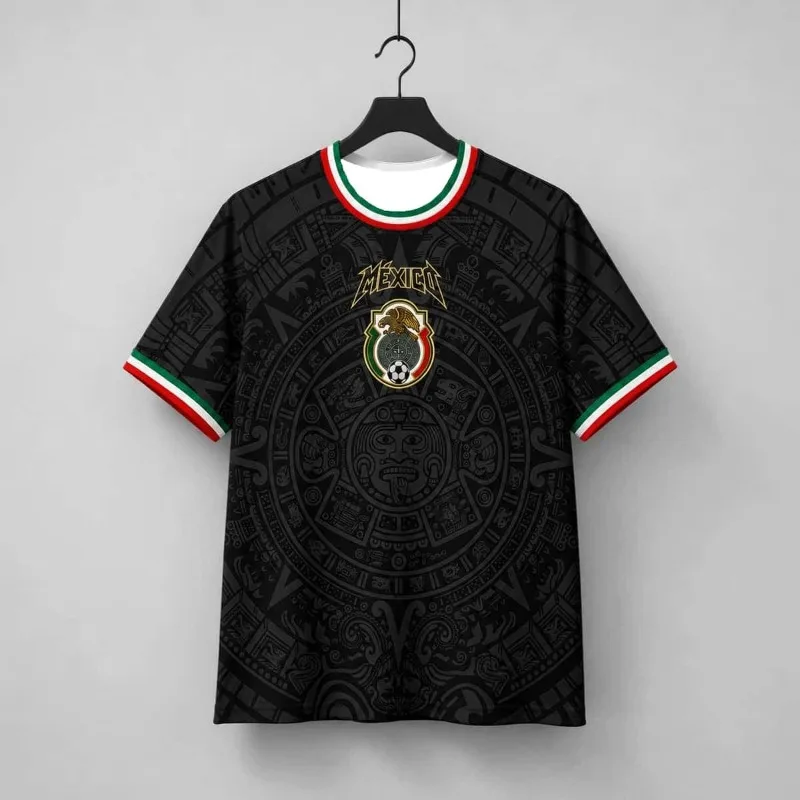 2026 Mexiko Fußballtrikot Herren T-Shirt mit Azteken-Totem-Print - Geeignet für Männer und Frauen - Speziell für Fans Entworfen – Detail 7