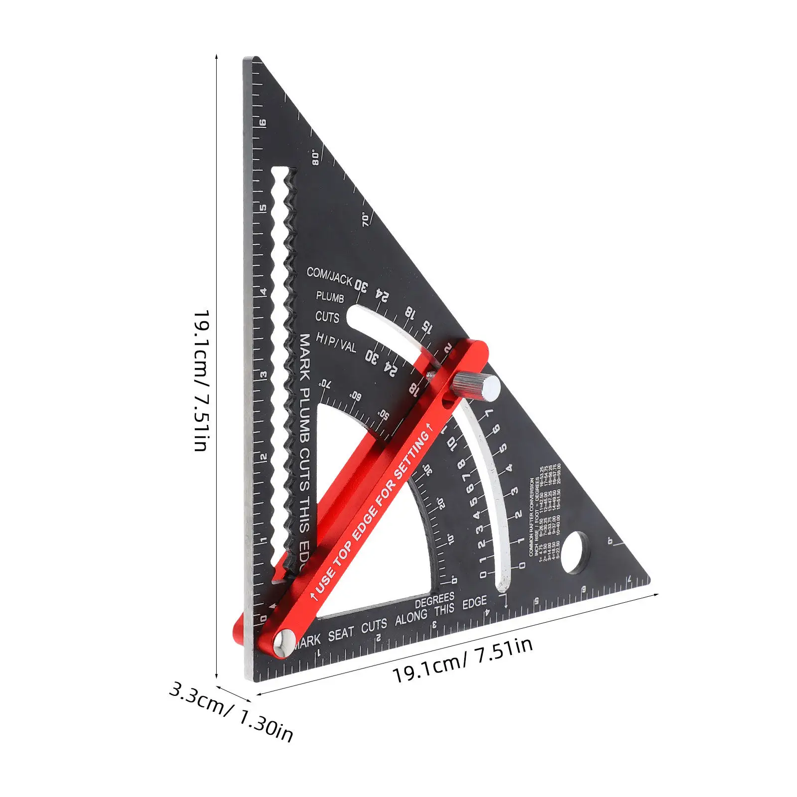 Adjustable Aluminum Alloy Triangle Ruler 7-Inch Precision Right Angle Measuring Tool for Woodworking Carpentry Framing Rafter