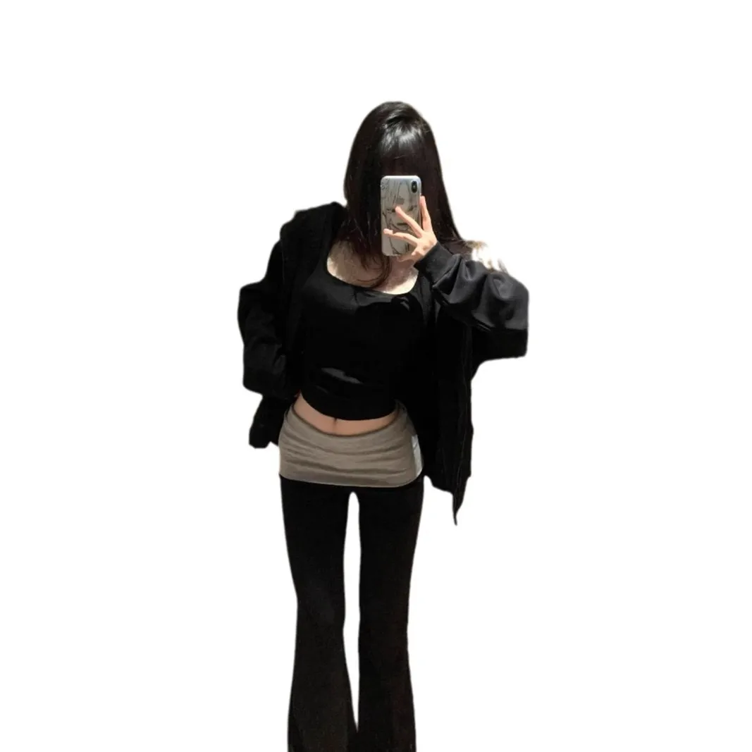 بنطلون Hot Girl منخفض الخصر واسع صغير، صوف الخريف والشتاء للسيدات، تنحيف سميك، تنحيف، بنطال رياضي لليوجا