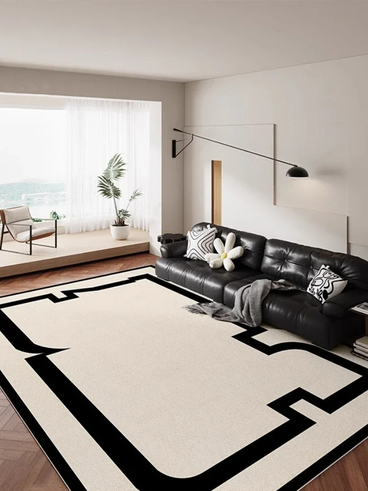 French Vintage Black White Living Room Large Area Carpet Comfortable Non-slip Bedroom Carpets Easy Care Washable Home Décor Rug