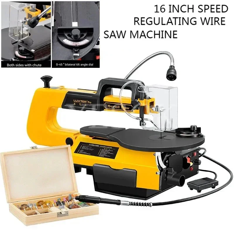 Multifunctional Speed Regulating Wire Saw Machine Woodworking Table Saw Curve Saw,LED Lighting 16 Inch DIY Carving And Polishing