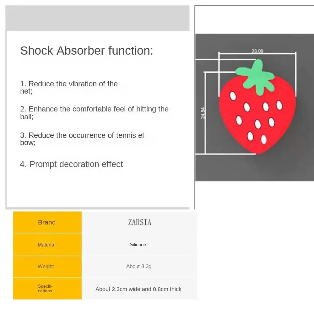 Raqueta de tenis de fresa, amortiguador antivibración, amortiguador de tenis a prueba de golpes, personalidad encantadora