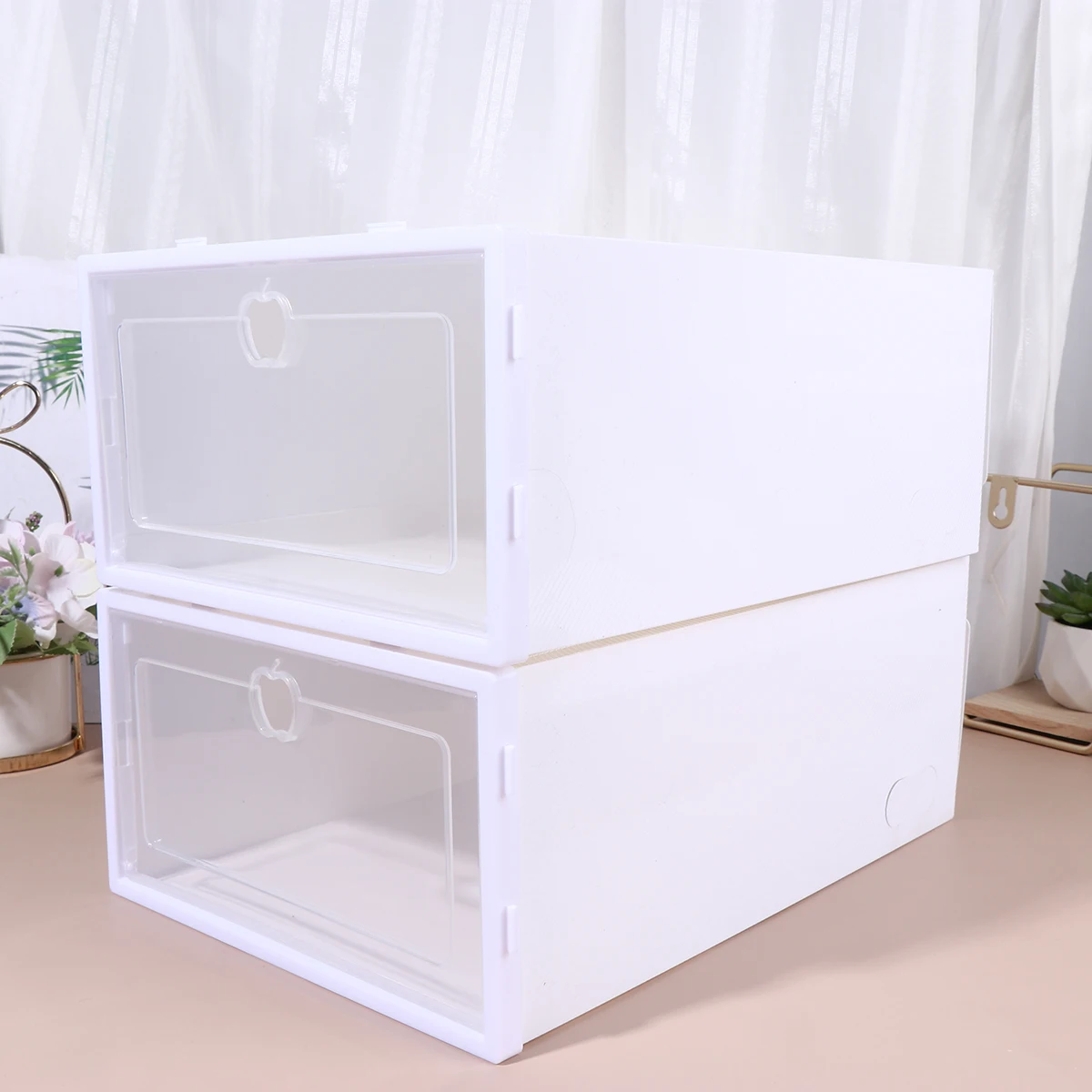 

6Pcs Clear Shoe Boxes Stackable Thickened Drawer Sneaker Organizer Transparent Storage Organizer for Shoes Closet