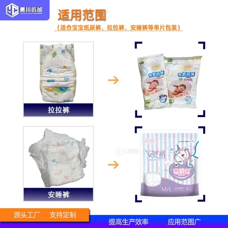 Recycling Machine 2026 Trial diaper packaging equipment Automatic baby diaper packaging machine Single-piece packaging