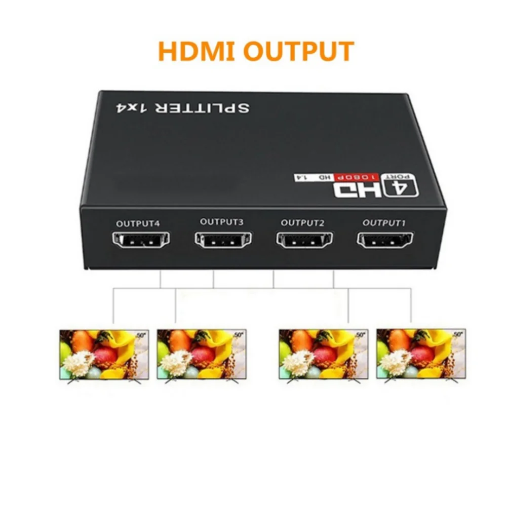 1x4 konwerter Splitter kompatybilny z HDMI 1 w 4 z HD 1.4 rozdzielacz wzmacniacz HDCP 1080P podwójny wyświetlacz dla DVD PS3 HDTV Xbox