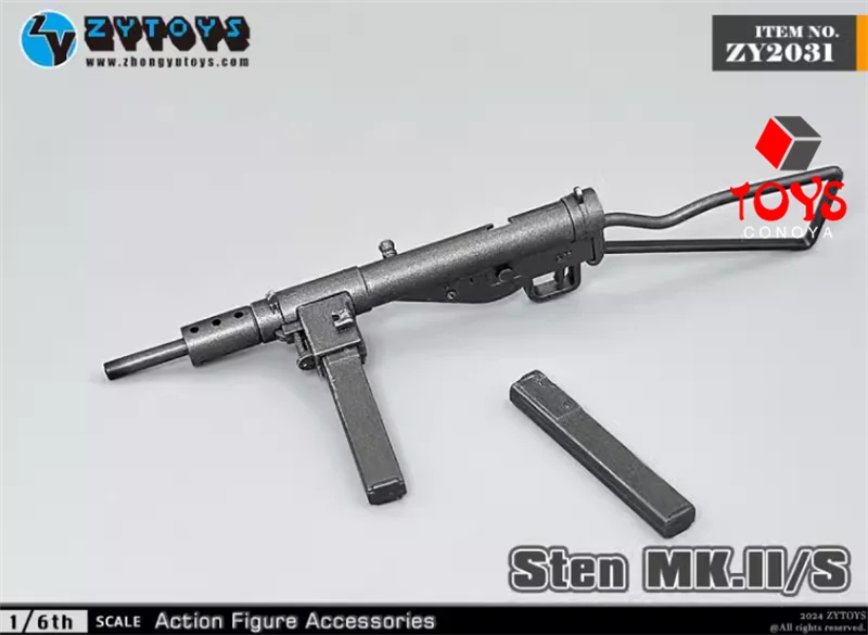 ZYTOYS ZY2031 Model Senapan Mesin Ringan Sten MK.II/S Skala 1/6, Aksesoris Model untuk Figur Aksi Tentara 12''