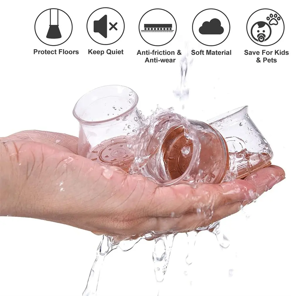 Silicone Chair Leg Protectors with Felt for Hardwood Floors Elastic Leg Cover Pad for Protecting Floors from Scratches and Noise