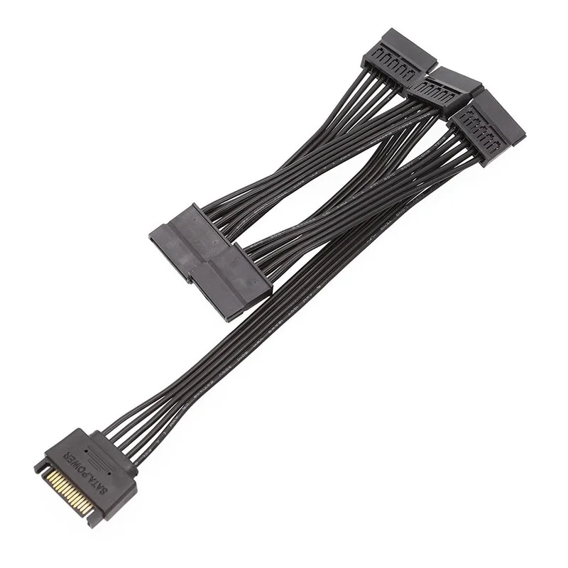 Cabo de Extensão SATA Power Hard Drive, 15 Pin, 1 macho para 5 Feminino Splitter Adapter, Cabo de Expansão Disco Rígido, 60cm