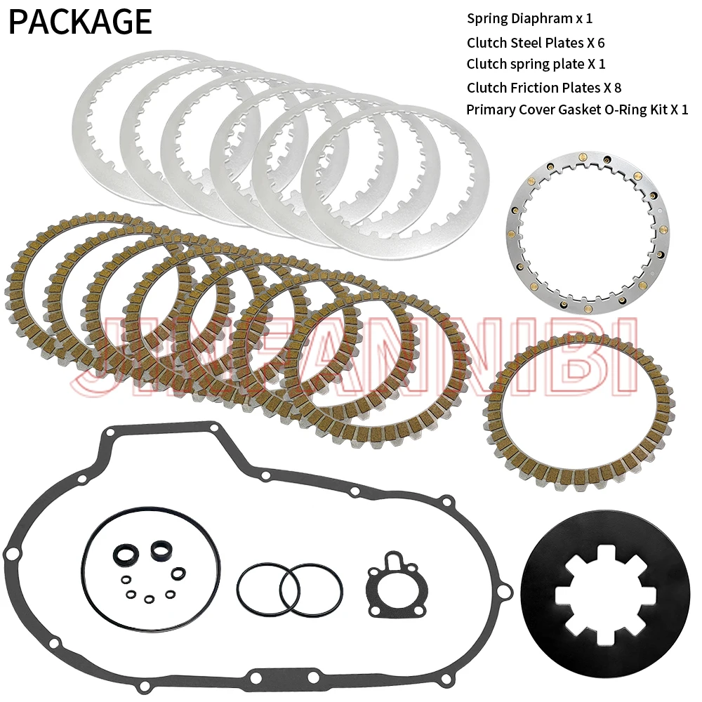Complete Clutch Kit & Primary Cover Gasket for Harley Sportster 883 1200 1991-2000 2001 2002 2003