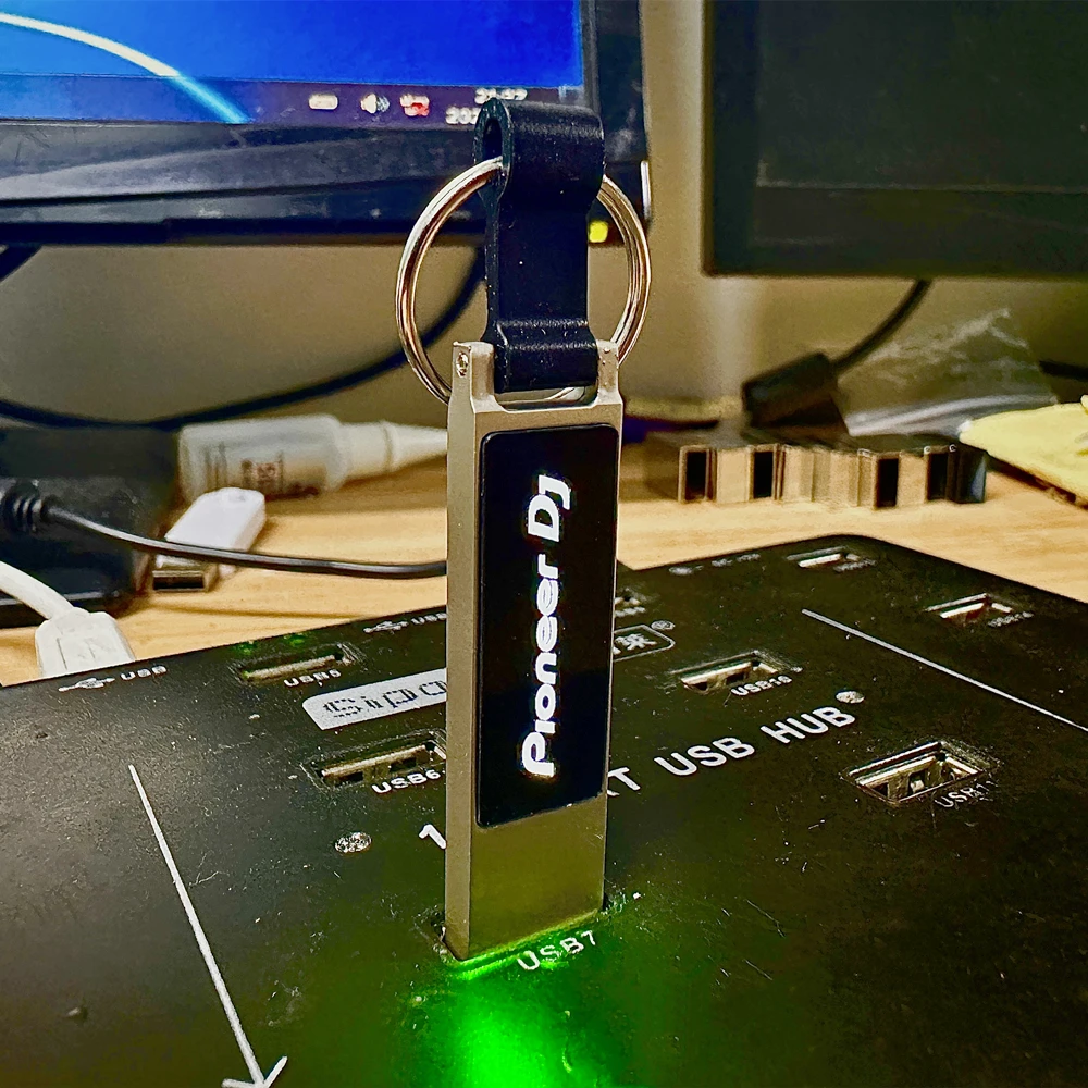 Kostenloses individuelles Pioneer DJ-LOGO, farbiges LED-Licht, Metallstab, USB 2.0-Stick, 128 GB, 64 GB, 32 GB