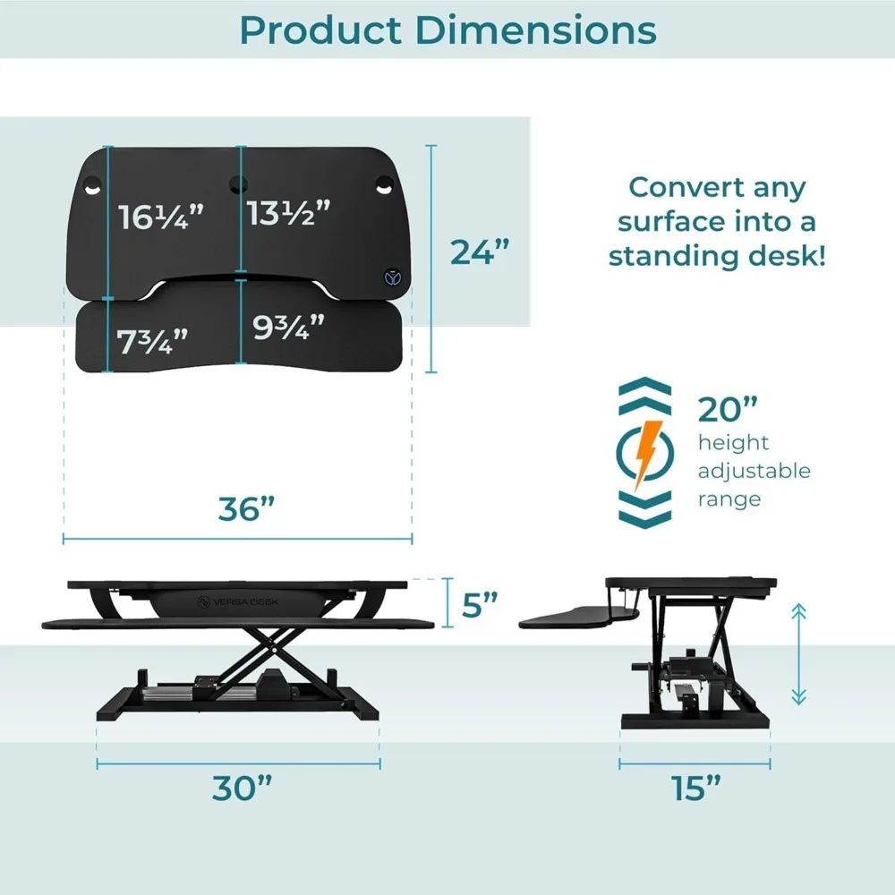 36 Inch Electric Standing Desk Converter, Height Adjustable Sit to Stand Up Desk Riser, Computer Desks