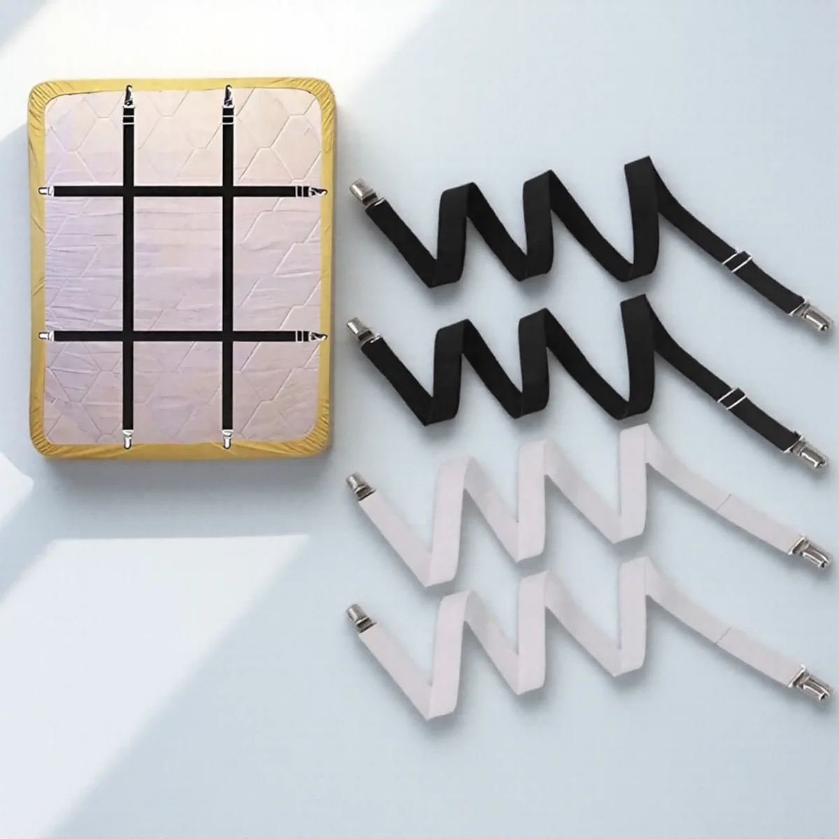 

4PCS Dual Clip Bed Sheet Fasteners Multi Purpose Grippers for Securing Sheets Sofa Covers Anti Slip Adjustable