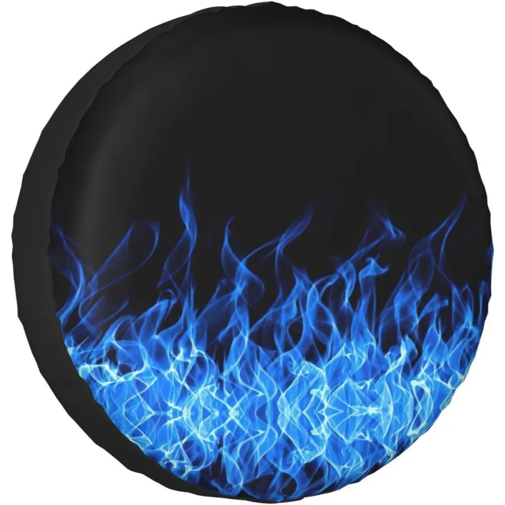 Blue Flame Fire Abstract Tire Cover Waterproof Dustproof Protector for SUV Truck RV