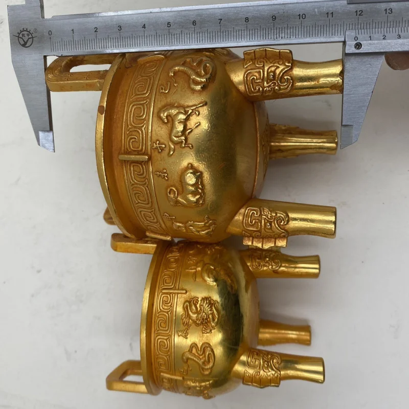 Antique Gold-Plated Three-Legged Ornament, Three-Clawed Steed, Twelve Zodiac Round Steed, Wealth-Attracting, House-Guarding, Hou