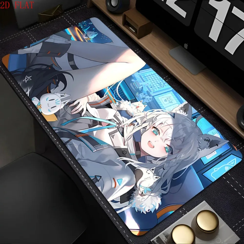 

Cute White Fox Girl Anime Print Large Gaming Mouse Pad Anti-slip Rubber Desk Mat Perfect Gift for Fans