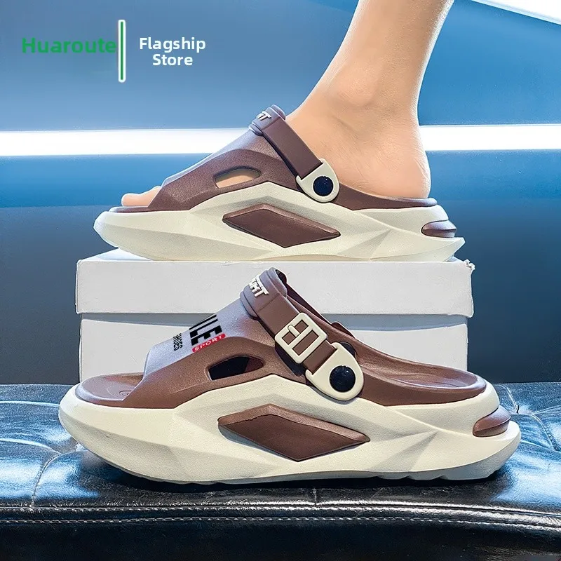 

Men's Summer Outdoor Sports Slippers Anti-Slip Wear-Resistant Thick Bottom Flat Sandals for Driving And Beach Walking