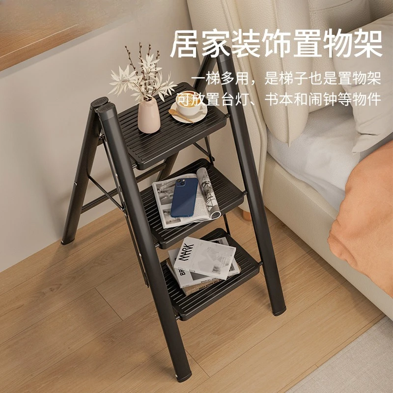 Ladder Household folding telescopic four-step ladder Thickened small and light housewarming staircase stool Multifunctional