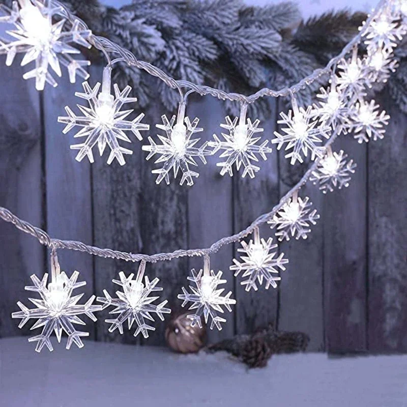 Solar LED Snowflake Lights Holiday String Lights Waterproof Garden Fairy Light Christmas Garland Wedding New Year Decoration