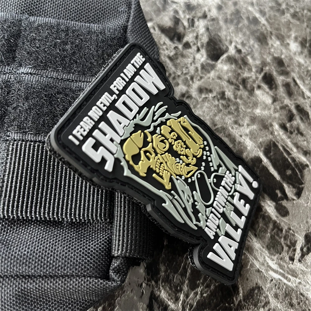 I FEAR NO EVIL, FOR IAM THE SHAOOW  AND I OWN THE VALLEY! PVC Morale Badge Patch Tactical Armband Backpack Military ARMY Sticker