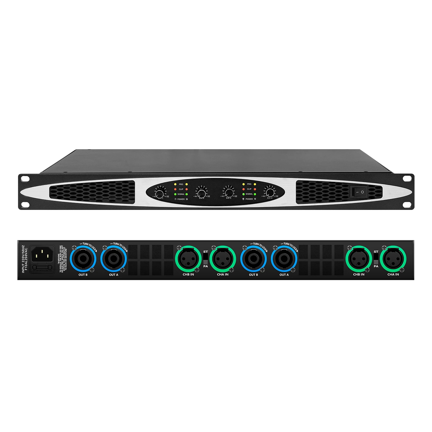 

Professional 4 Channel Class D Digital Karaoke Power Amplifiers with 800WX4 Use for Stage Performance