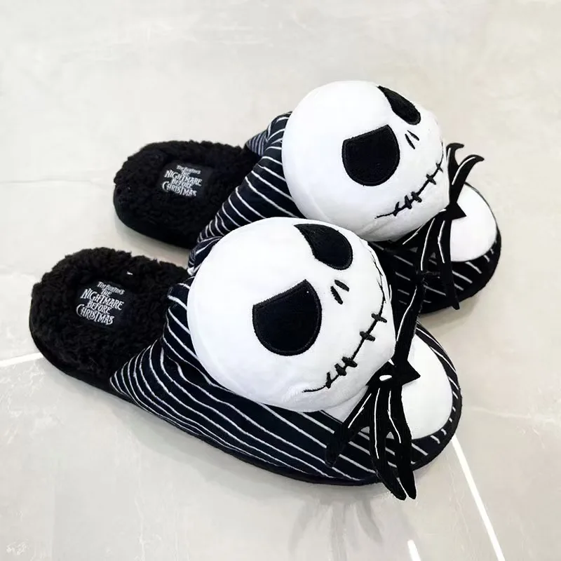 

Halloween Winter Cotton Slippers Skeleton Cartoon Jack Men and Women Indoor Warmth Student Celebrity Home Shoes