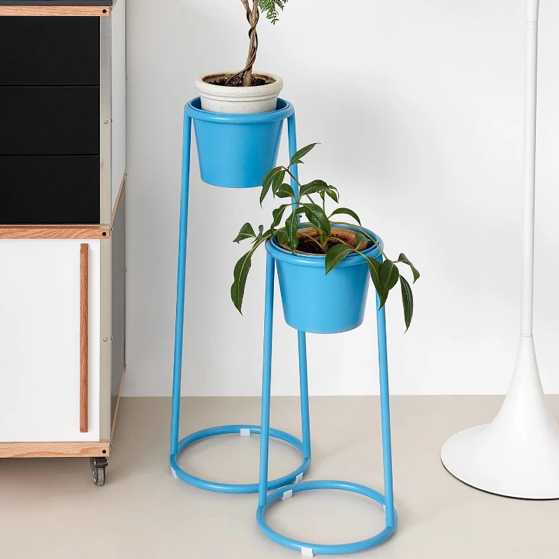 Scandinavian Plant Stand Indoor Flower Pot Holder Rustic Balcony Organizer Rack Minimalist Boho Floor Display for Potted Plants