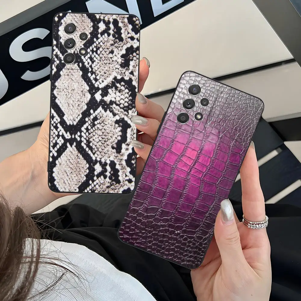 Luxury Snake Skin Texture Phone Case for Samsung Galaxy M55 54 42 35 34 33 32 23 22 15 14 13 12 F55 5G Soft TPU Shockproof Cover