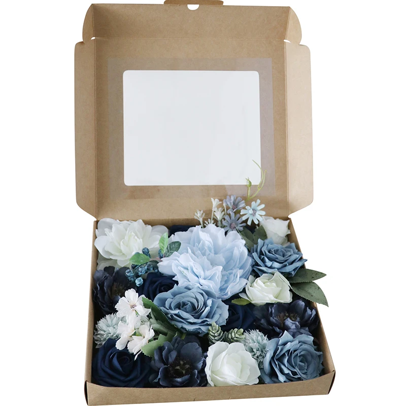 High End Simulation Flower Gift Box Set Wedding Valentine's Day Birthday Gift Artificial Flower Head With Pole Home Bouquet