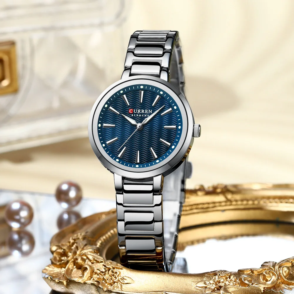 CURREN Luxury Slim Watch for Women Elegant Minimalist Dial Quartz Wristwatches Ladies with Luminous Hands Waterproof 9109