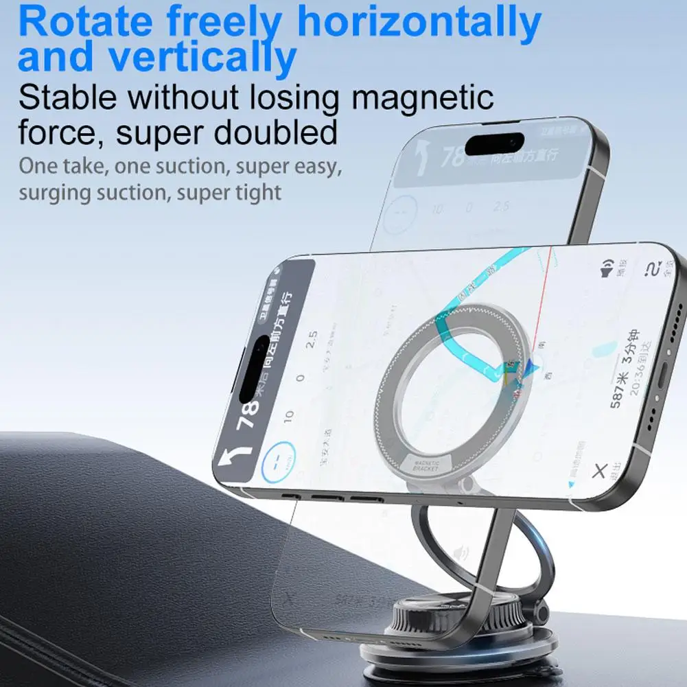 

Newly Upgraded Strong Magnetic Phone Holder Foldable Design 360° Adjustable Vacuum Car Mount For Car Desk Bathroom Phone Holder