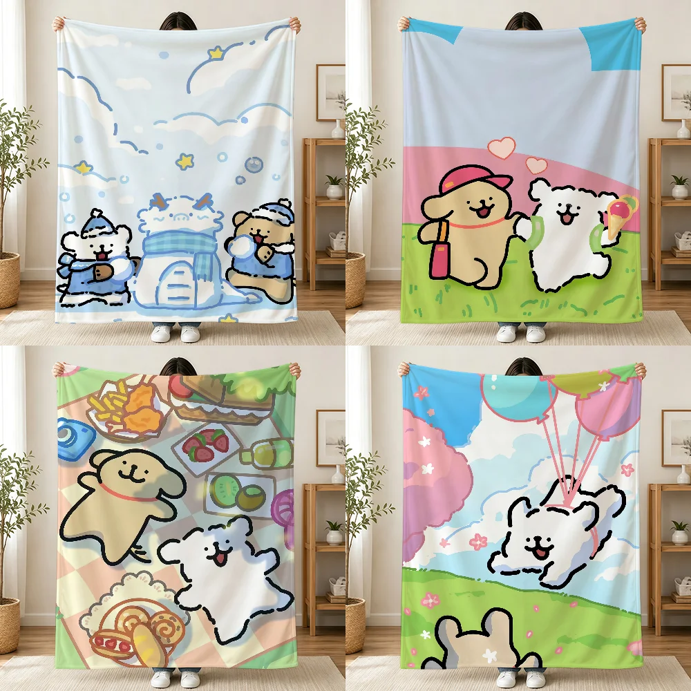 Cartoon Line Dog Maltese Blanket Printed Flannel Soft Warm Cozy Season Nap Bed Sofa Travel Camping Gift Adults Kids