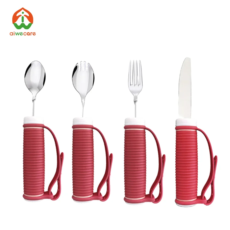 

Aiwecare Elderly Arthritis Aid Adaptive Utensils With Rubber Handle Easy To Grip Tableware Limited Hand Mobility Elder