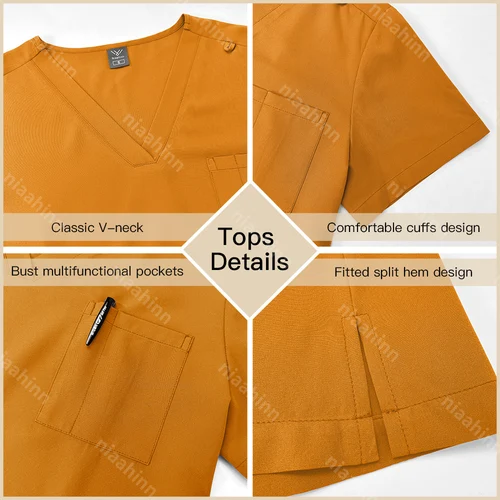 Imagen 2 del producto Niaahinn-ropa de trabajo de esteticista Multicolor, uniformes para enfermería de Hospital de Color sólido, uniformes de clínica para mascotas, ropa de trabajo al por mayor