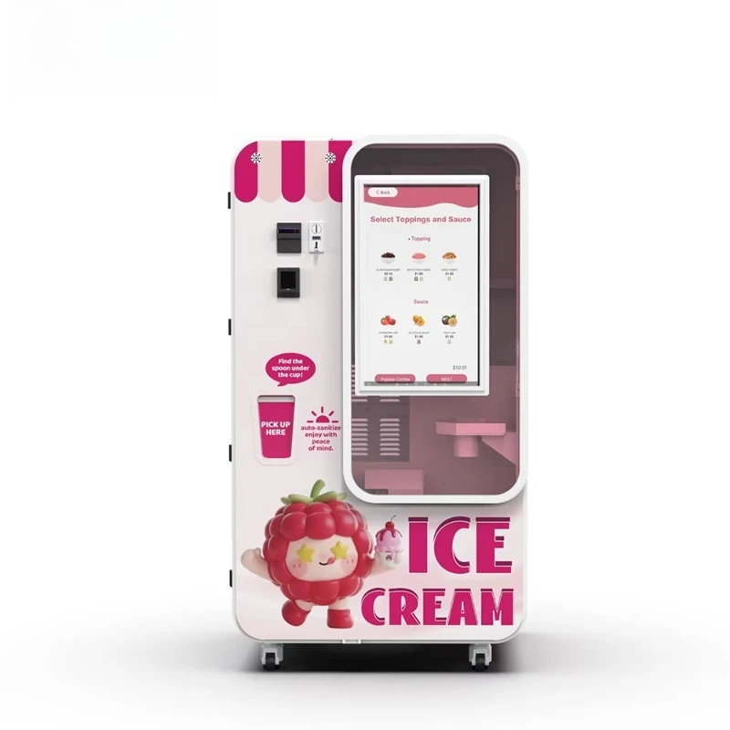 Máquina Expendedora de Helados Inteligente Personalizada, Automática, Compatible con Monedas y Tarjetas de Crédito, Múltiples Opciones, Centro Comercial