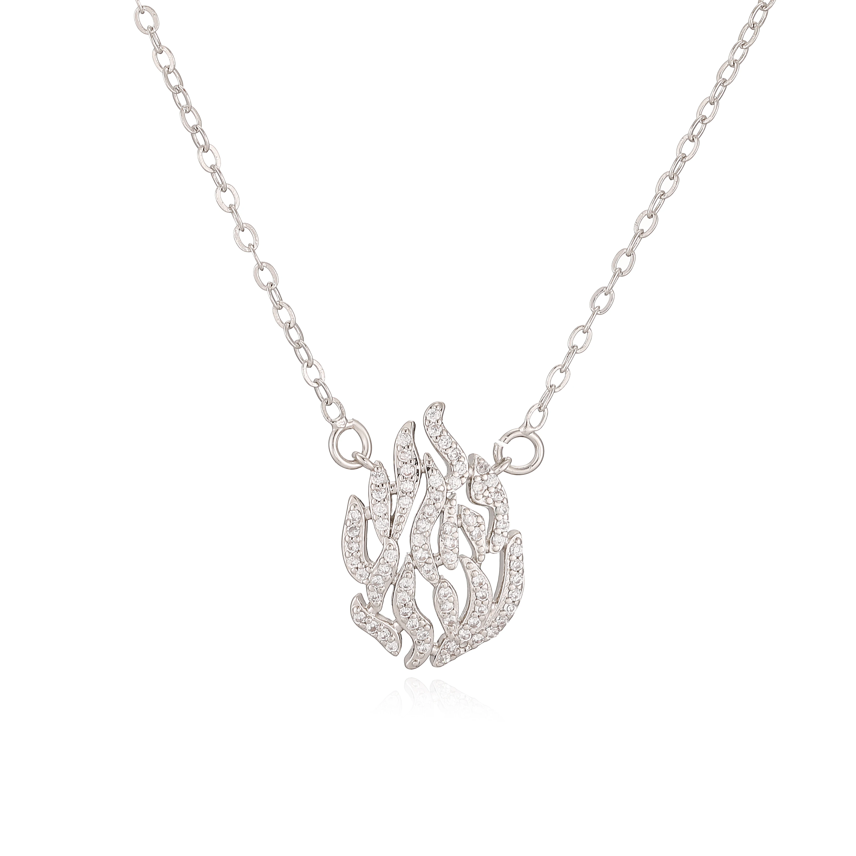 18K vergoldete, flammenförmige Kupfer-Halskette mit Zirkonia-Steinen, zarte, minimalistische Unisex-Paarhalskette – Detail 4