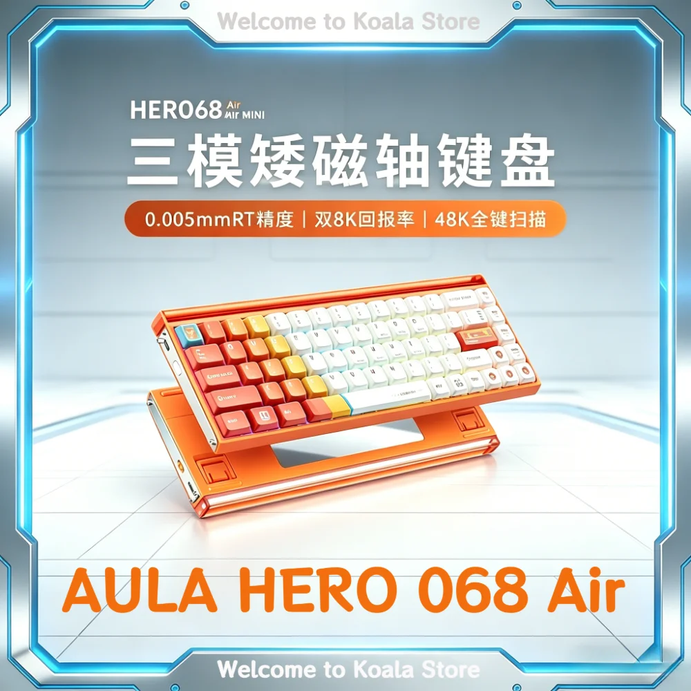 AULA HERO 68 Air Mini Magnetic Switch Keyboard Tri-mode Wireless RGB Gaming Keyboard 68 Keys Low Latency for FP Gift
