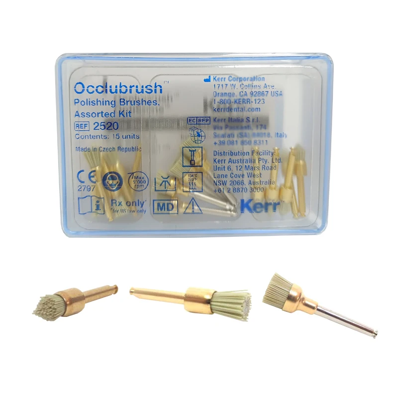 Dental Kerr Occlubrush Polishing Brushes Assorted Kit for Low Speed Handpiece Resin Veneer Polishing Cup Point Dentistry Clinic