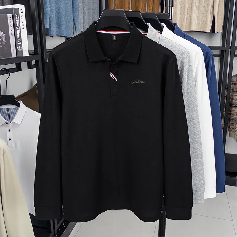 Trendiges Frühling-Herbst-Komfort-Herren-Polohemd mit Print, Original Warmes Einfarbiges Langarm-T-Shirt, Lässige Pendler-Herrenbekleidung – Detail 9