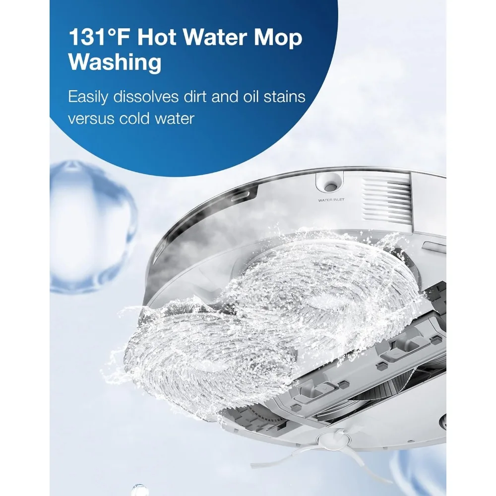 Omni Robot Vacuum and Mop,Hot Water Mop Washing,Auto Hot Air-Drying,9mm AutoMop Lifting,Dual Spinning Mops