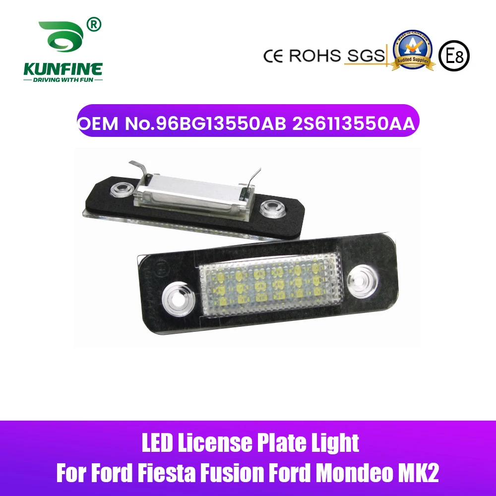 

2PCs Car LED Number License Plate Light LED License Lamp For Ford Fiesta Fusion Ford Mondeo MK2 OEM No. 96BG13550AB 2S6113550AA