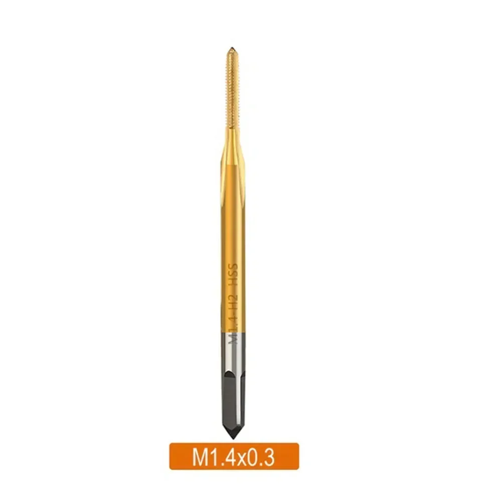 1pc HSS Titanium Coated Thread Tap Metric Straight Flute Screw Tap Hand Tools M1 M1.2 M1.4 M1.6 M1.7